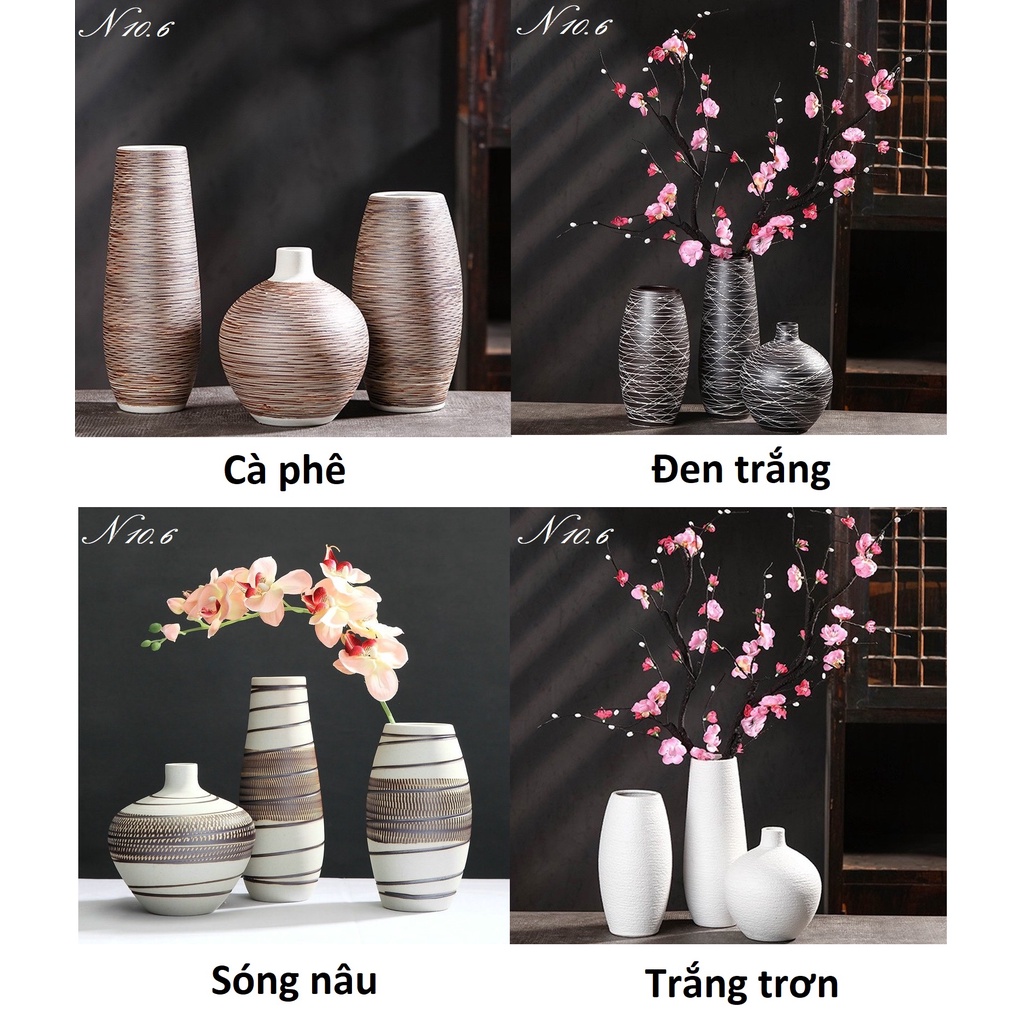 Bình gốm cắm hoa phong cách Bắc Âu, lọ hoa trang trí bằng gốm 10.6