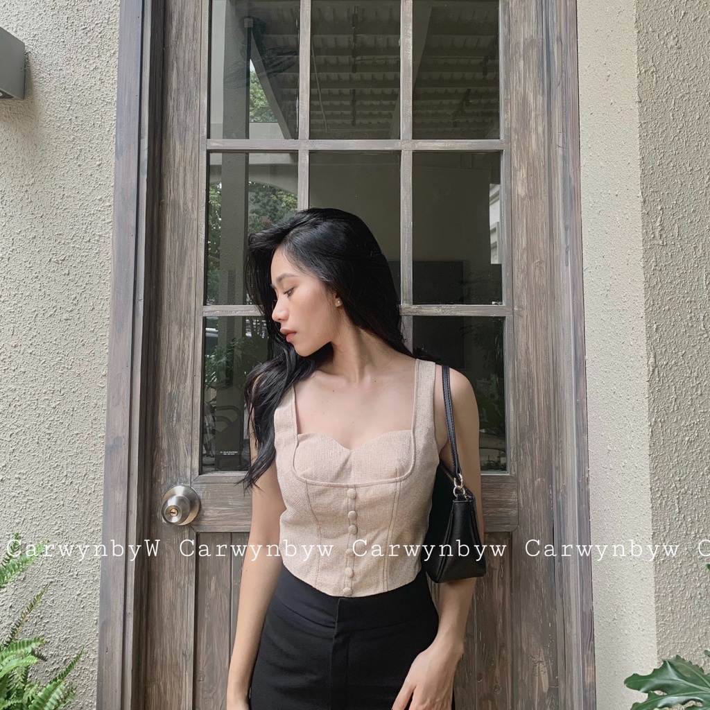 CarwynbyW - Áo Croptop Cúp Ngực 2 Dây Body