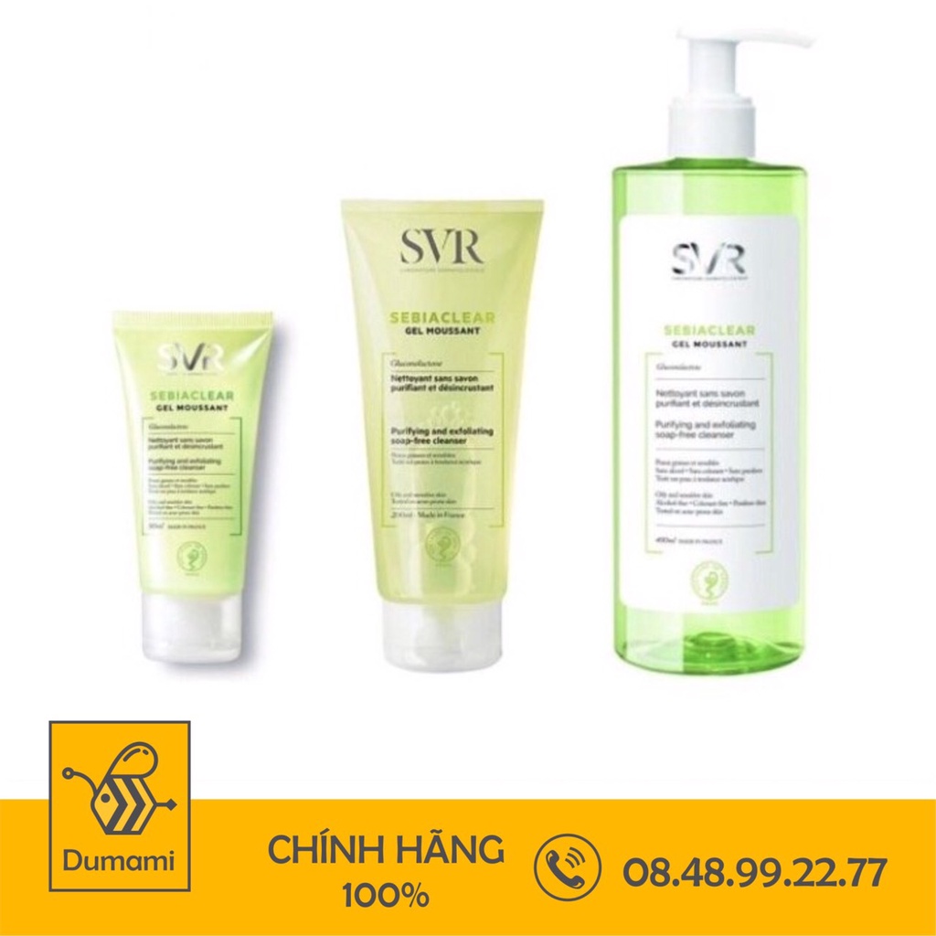Sữa Rửa Mặt SVR Sebiaclear Gel Moussant Không Chứa Xà Phòng Dành Cho Da Dầu Mụn, Nhạy Cảm