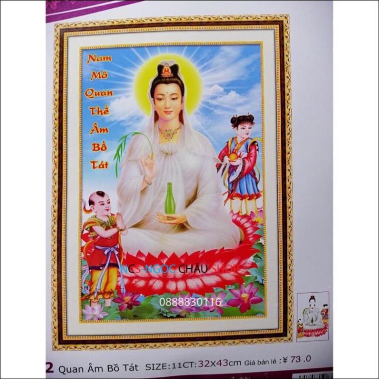 Tranh thêu chữ thập Phật Quan Âm LV3372 (32x43) Chưa thêu
