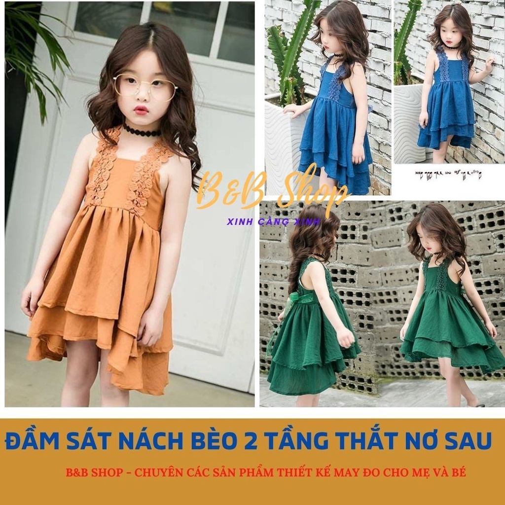 Đầm Bèo Tầng Trẻ Em  Váy Có Nơ Buộc Thân Sau Bé Gái Cực Xinh Cực Mịn Mát  Hàng Chuẩn Bao Đổi Trả Mua Được Kèm Quà Tặng