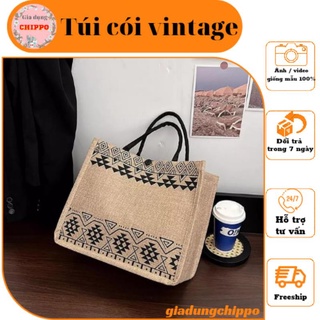 Túi cói đi biển du lịch phong cách vintage