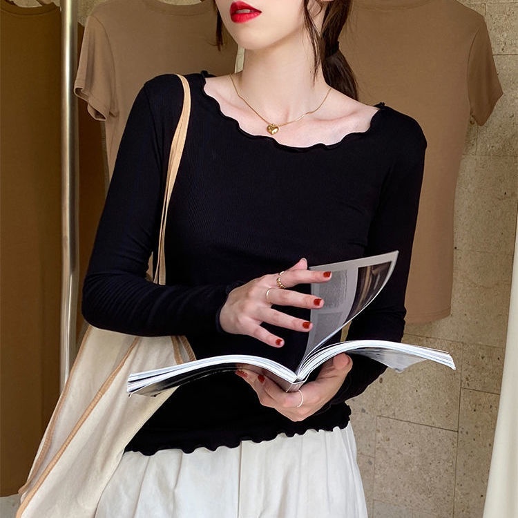 Áo thun BH tay dài màu trơn thiết kế đơn giản thời trang cho nữ