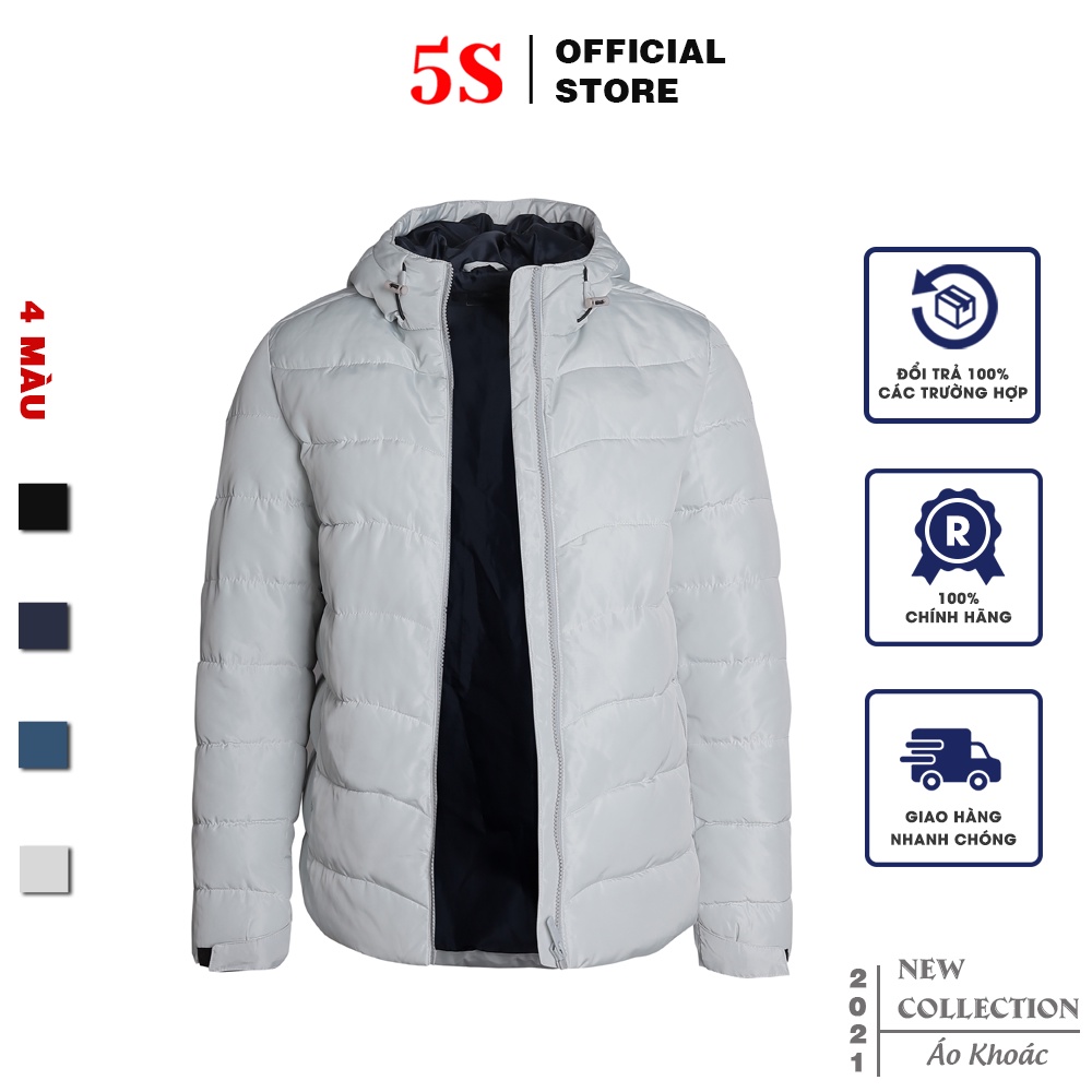[MUA 2 GIẢM 30K] Áo Khoác Phao Nam 5S (4 Màu) Có Mũ, Chần Bông Cao Cấp, Vải Bóng Mịn, Kháng Khuẩn, Hạn Chế Bám Bẩn