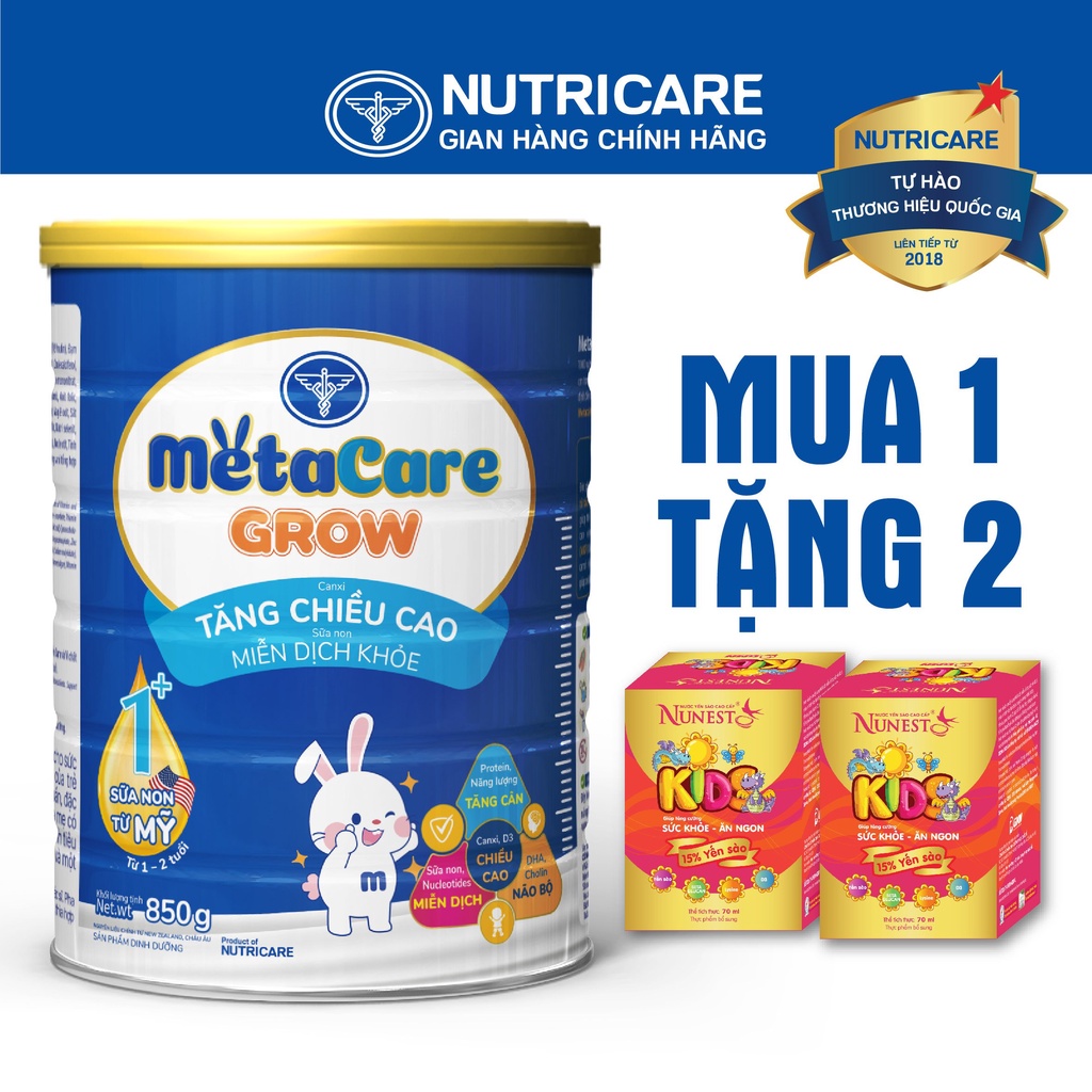 Sữa bột Nutricare MetaCare GROW 1+ tăng chiều cao và miễn dịch 850g