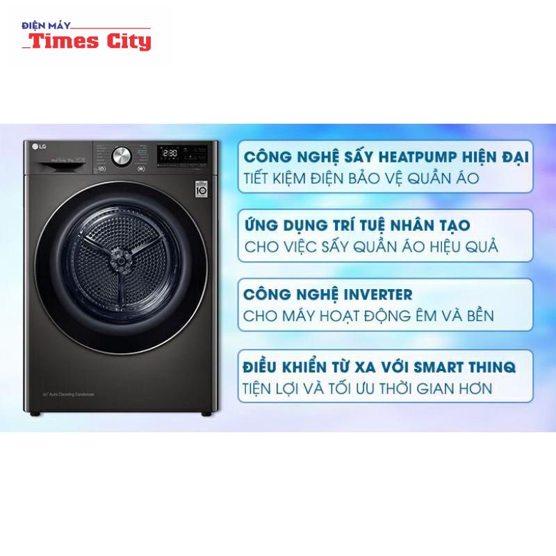 Máy sấy bơm nhiệt LG 9 Kg DVHP09B