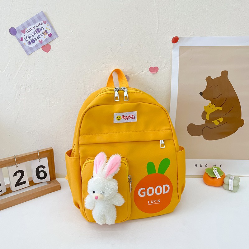 Balo dành cho bé kèm gấu bông hình thỏ siêu cute, cặp sách thời trang Hàn Quốc (6193)