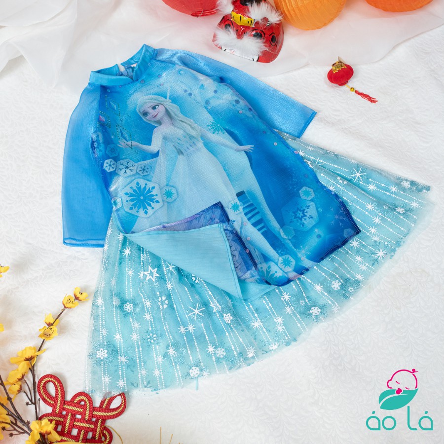Áo dài bé gái, áo dài elsa Áo Lá Homewear