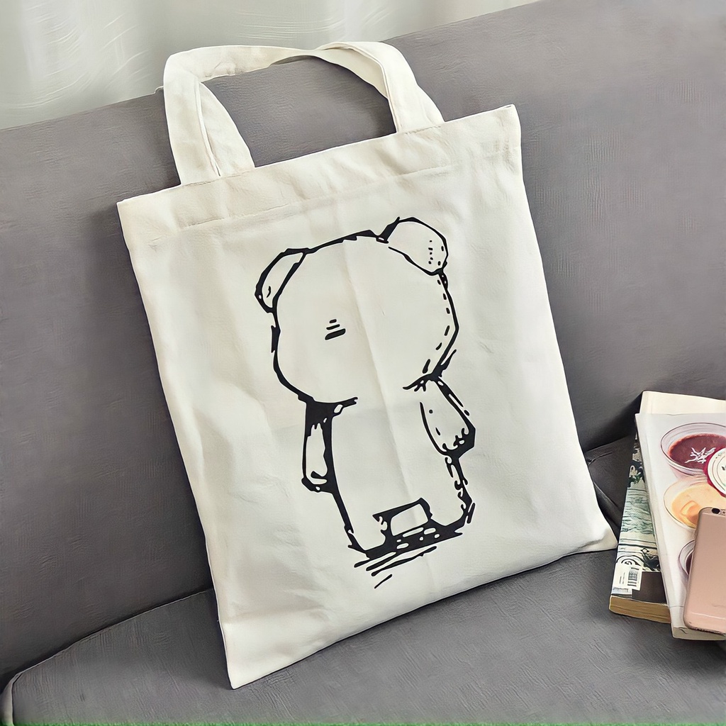 Túi tote vải đeo chéo canvas in hoạ tiết cô gái đáng yêu Thanhthushop68 554