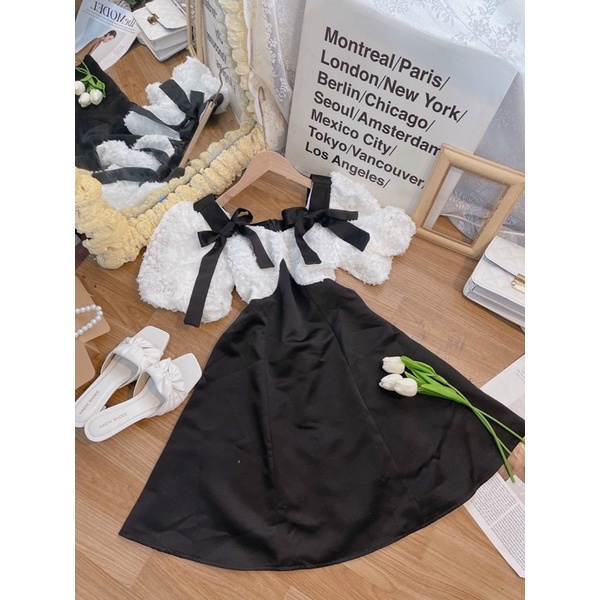 ĐẦM LÔNG TRẮNG PHỐI NHUNG NƠ VAI