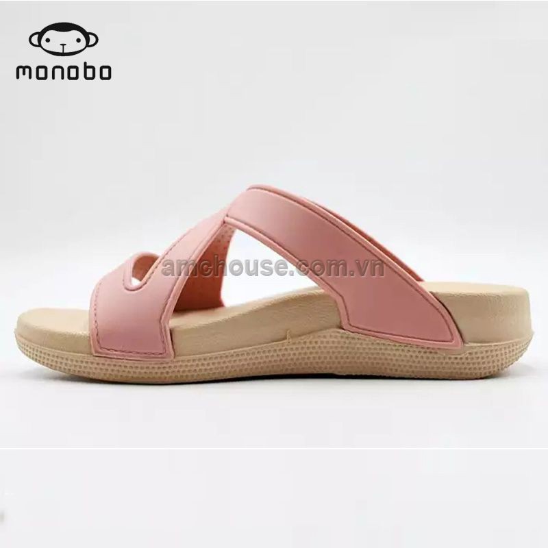 Dép Thái nữ MONOB đế cao đi mưa size lớn - MONIGA 7.8 - BE QUAI HỒNG