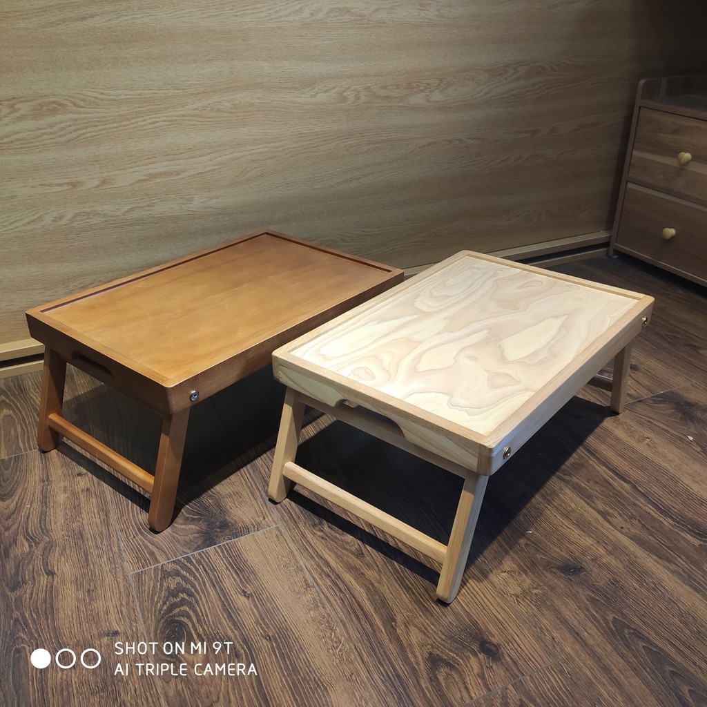 Bàn Ăn Mini Gỗ OLIVING Bed Tray Chân Gập Đa Năng Nội Thất Kiểu Hàn | BigBuy360 - bigbuy360.vn