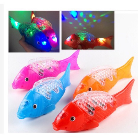 Đồ Chơi Cho Bé - Đèn Cá Phát Nhạc Có Đèn Led Có Bánh Xe( Cá Quẫy Đuôi )