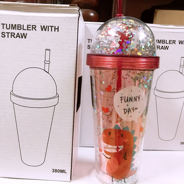 Cốc Uống Nước Khủng Long Siêu Kute Tặng Kèm Ống Hút