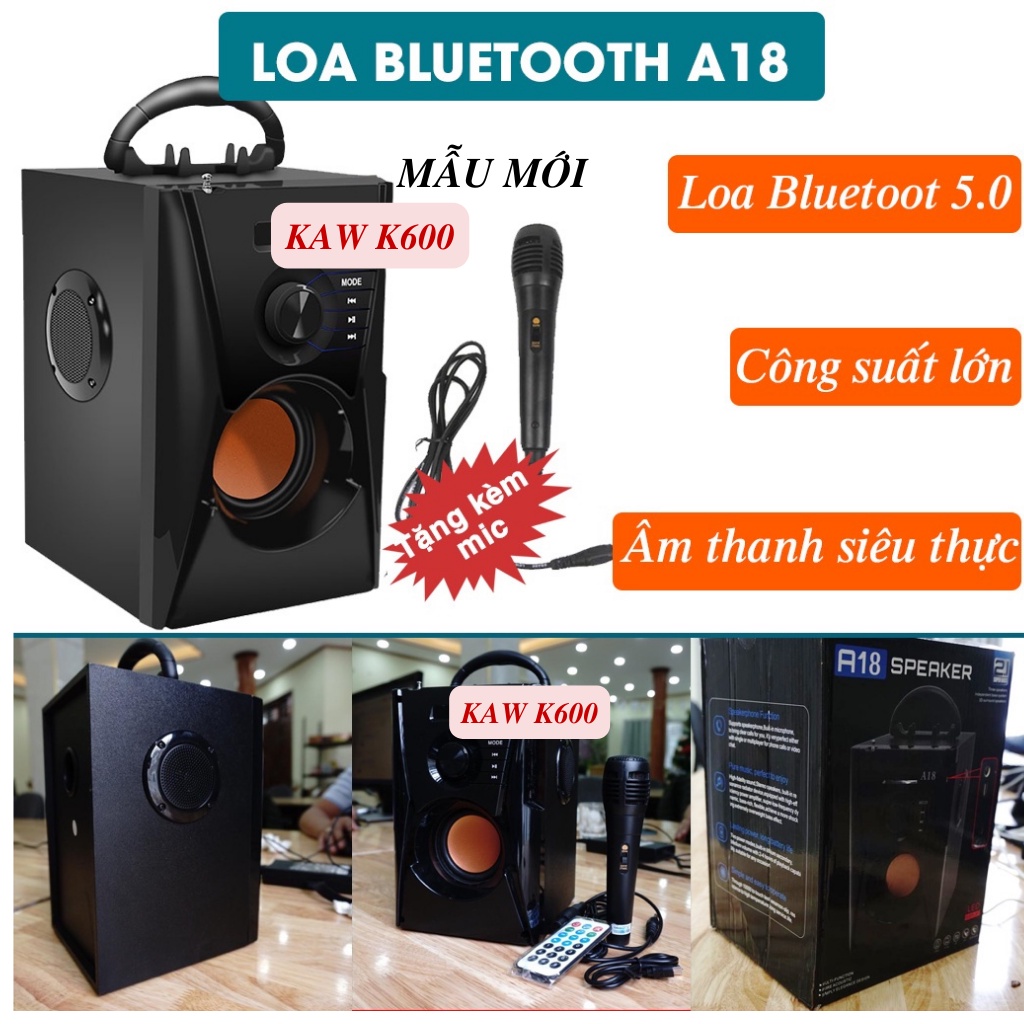 Loa Bluetooth Công Suất Lớn CÓ MIC A18 - Công Nghệ Kết Nối Bluetooth 4.1 Đường Truyền Ổn Định, Dung Lượng Pin Lớn