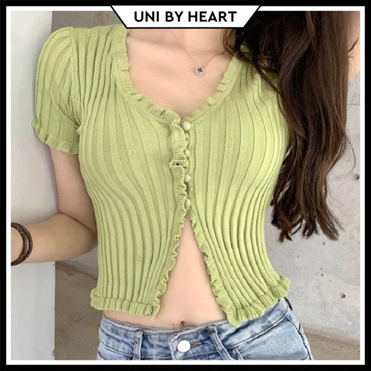 [Mã SKAMCLU7 giảm 10% tối đa 50K đơn 0Đ] Áo crop top nữ Jennie Top CRT004 tay ngắn, xẻ bụng quyến rũ - Uni By Heart