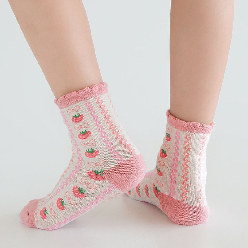 Set 5 đôi tất KOKOROCARE MSW-41 cotton họa tiết dâu tây xinh xắn cho bé 1-8 tuổi