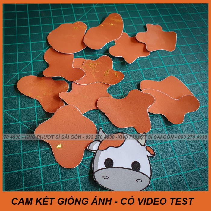 Sticker họa tiết bò sữa màu nâu dán mũ bảo hiểm 3/4 - nón nửa đầu chống nước siêu cute đi phượt - tem dán bò sữa