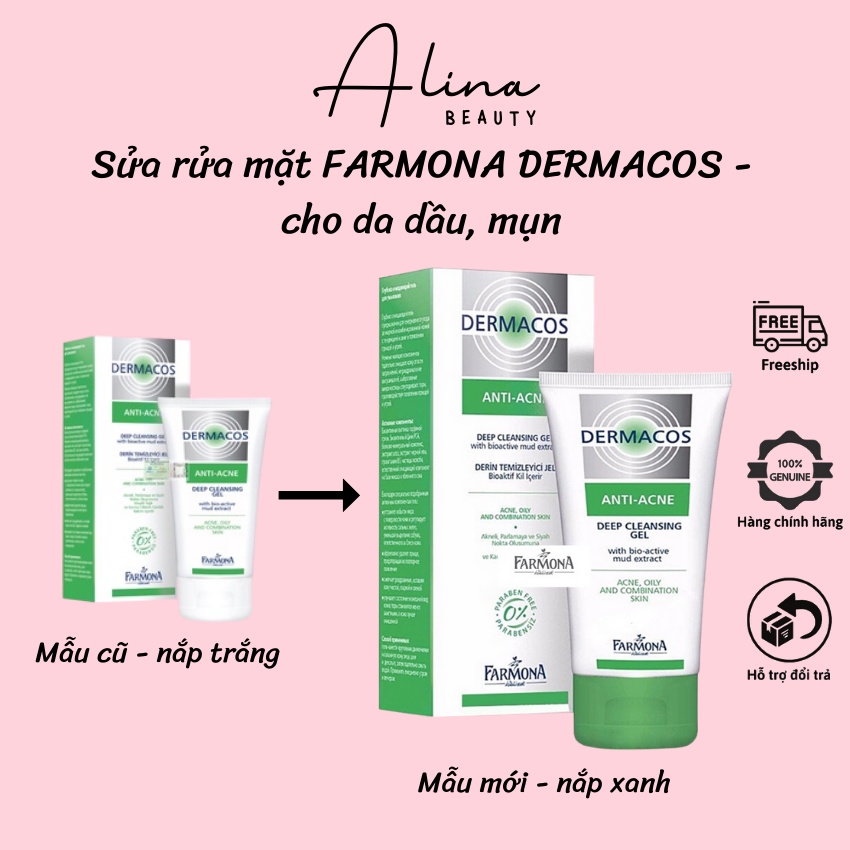 Sữa rửa mặt Famona Dermacos Anti Acne Deep Cleansing Gel 150ml giúp kiểm soát dầu, ngừa mụn