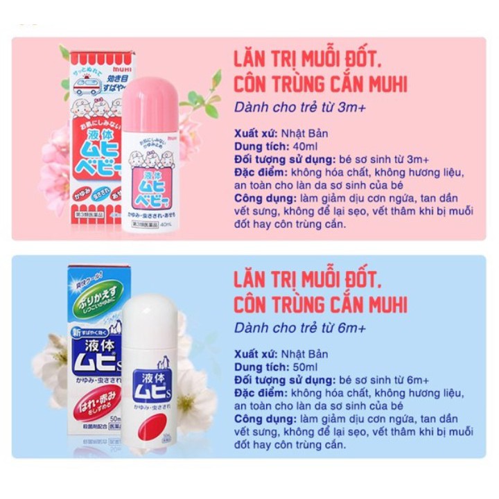 Lăn muỗi đốt Muhi 40ml cho bé từ 6 tháng tuổi