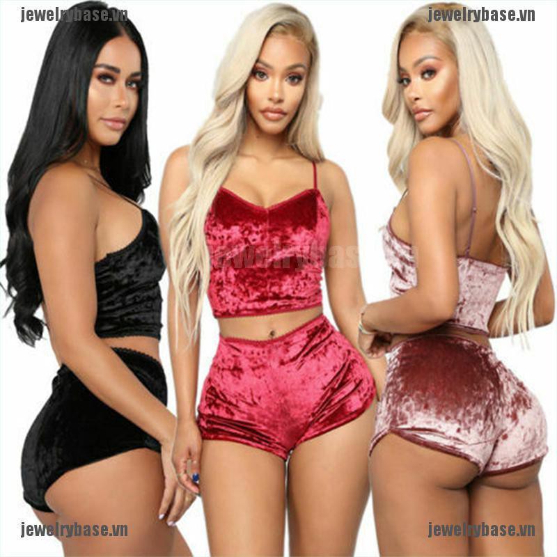 Bộ Đồ Ngủ 2 Dây Vải Nhung Quyến Rũ Cho Nữ | BigBuy360 - bigbuy360.vn