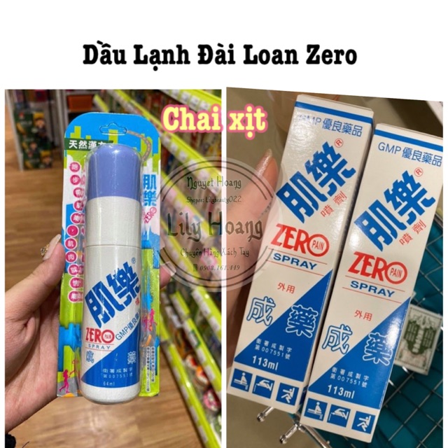 Dầu lạnh Đài Loan Zero pain spray chai xịt