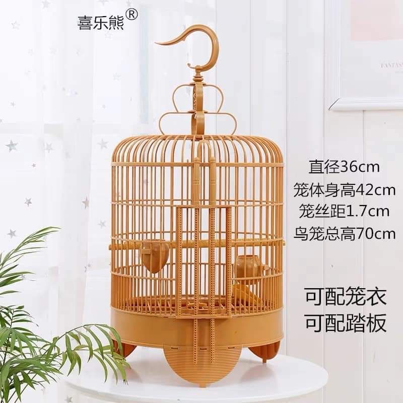 Lồng chim Hoạ Mi size 36 chất liệu nhựa hàng Tàu đủ phụ kiện cả áo Tàu