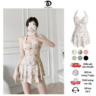 Bikini 1 mảnh họa tiết hoa Tuvada, đồ bơi nữ buộc dây, áo tắm đi biển cao cấp - BLX05