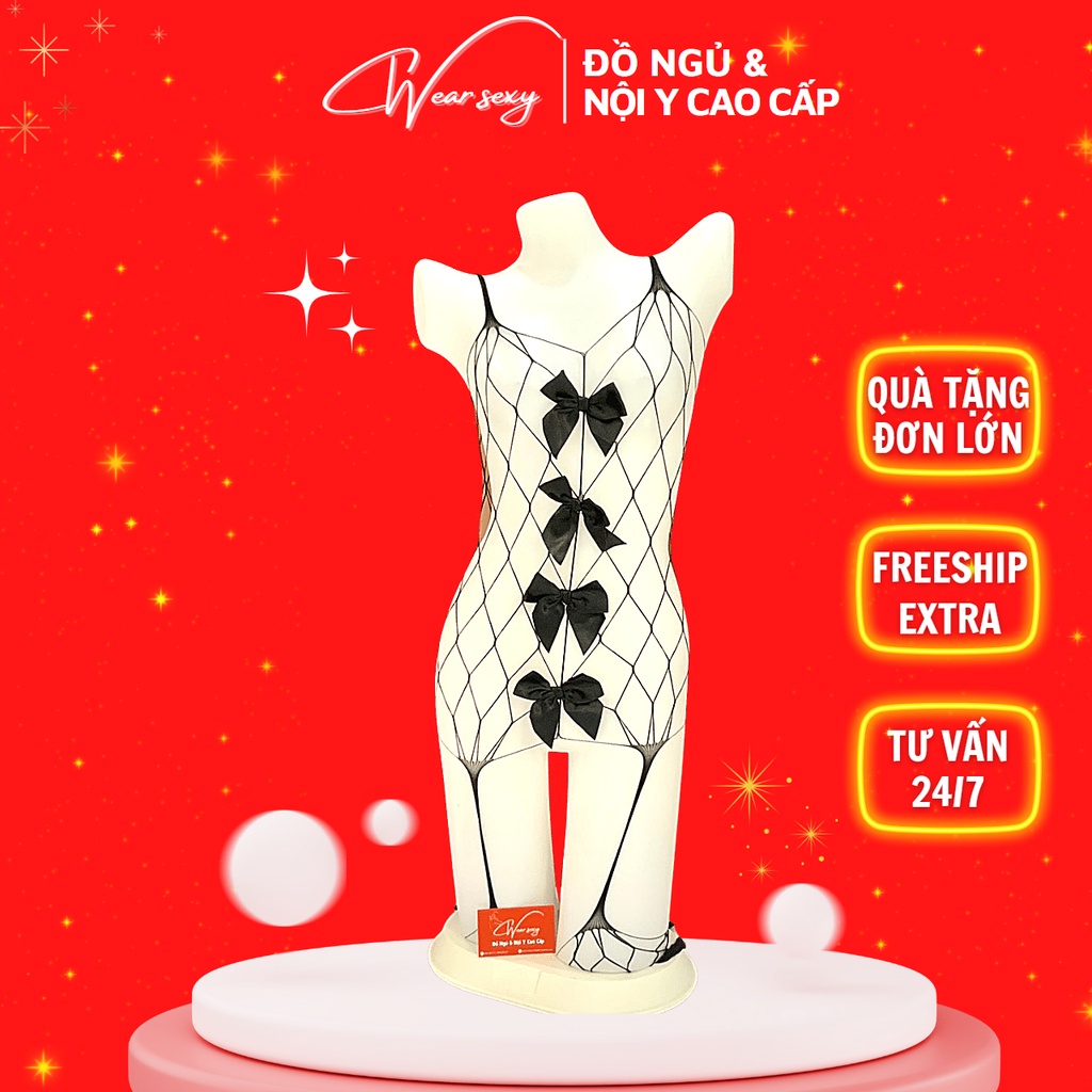 Bodysuit Ren Đan Dây Siêu Sexy  Gợi Cảm Chất Ren Mềm Mại Quyến Rũ 8055 [CWEAR.SEXY_ĐỒ NGỦ &amp; NỘI Y CAO CẤP]