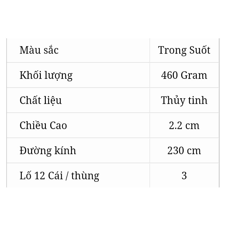 Đĩa Thủy Tinh Nông Ocean Thái Lan 0303 23Cm