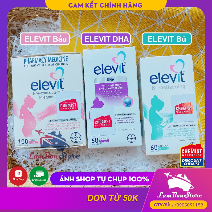 [Tem Chemist Date 2025] ELEVIT Bầu và Sau Sinh - Vitamin Tổng Hợp cho bà Bầu và Sau sinh - Xuất xứ Úc