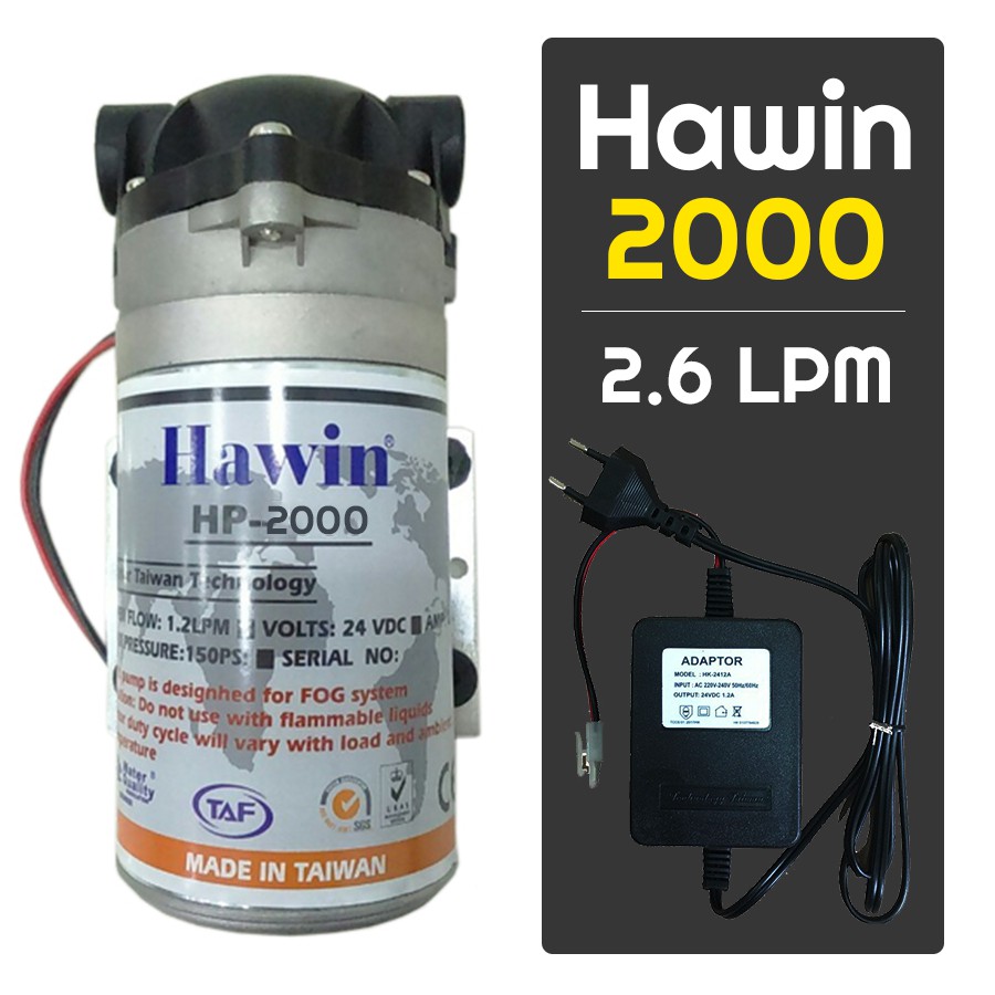 Bơm phun sương Hawin HP 2000 chính hãng - 2.6 LPM (Hỗ trợ 40 - 50 Béc)