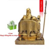 Tượng Quan Công Ngồi Đọc Sách bằng Đồng Thau cao 16cm nặng 1000g