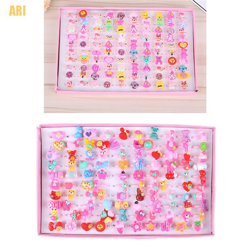 Set 10 nhẫn resin hoạt hình đáng yêu cho trẻ em