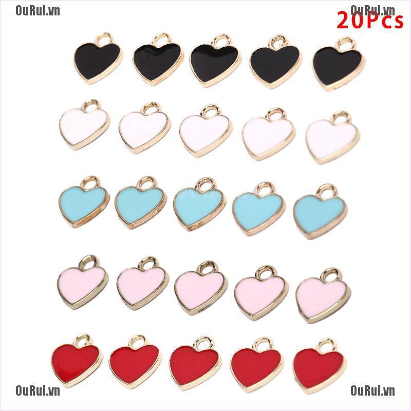 Bộ 20 Phụ Kiện Tráng Men Hình Trái Tim Nhiều Màu Sắc