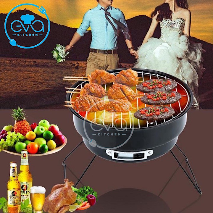 Bếp Nướng Than Hoa Tròn Có Chân Bếp Cao Portable Barbecue