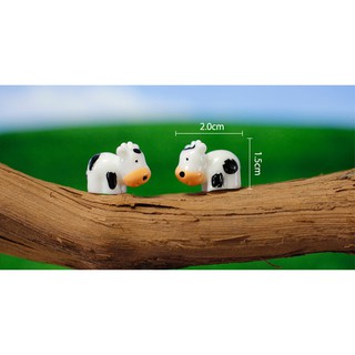 Combo 02 bò con trang trí tiểu cảnh ( 1 trắng 1 nâu) - phụ kiện terrarium - phụ kiện trang trí tiểu cảnh