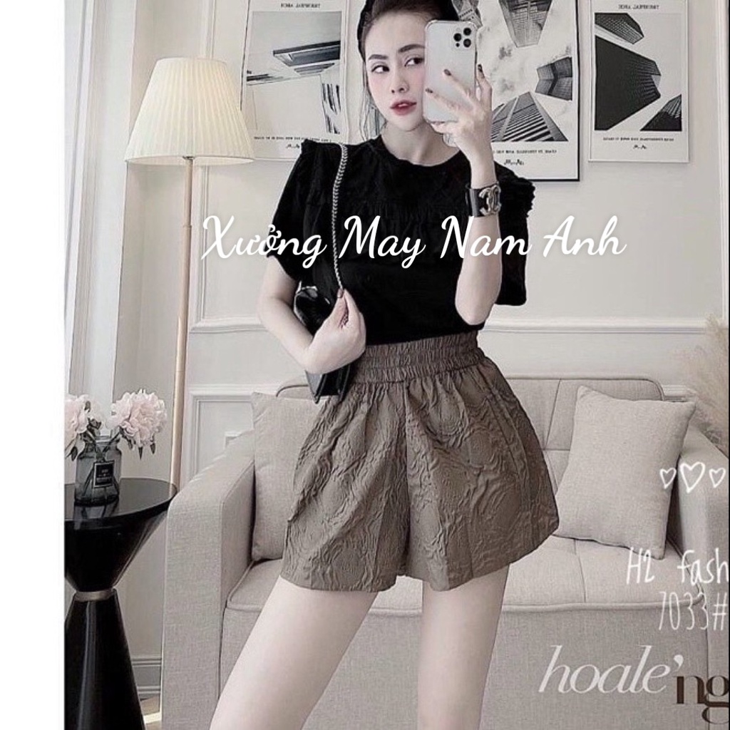 Quần Short Nữ Lưng Chun Dập Hoa Nổi 3D Lên From Xinh | BigBuy360 - bigbuy360.vn