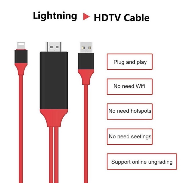 Cáp HDMI cho Iphone 5 trở lên và Ipad 4 trở lên