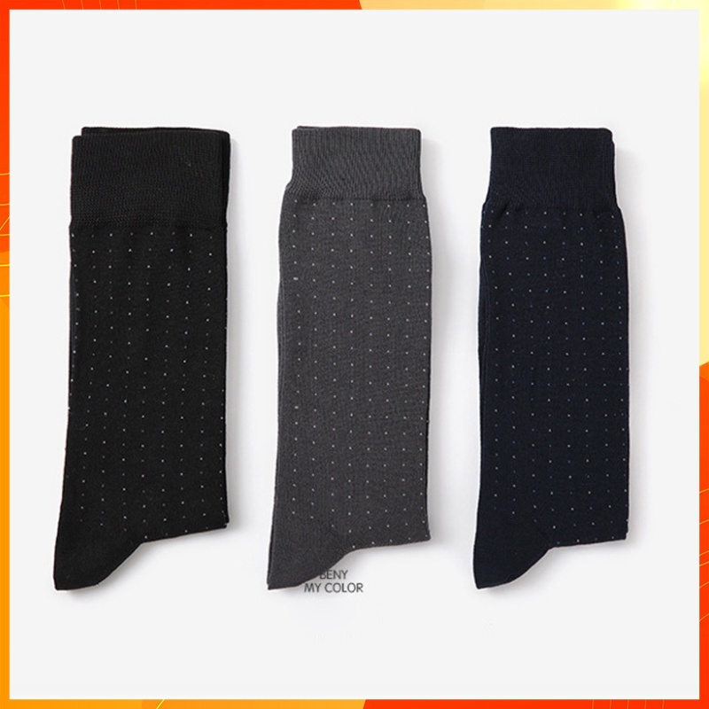 Tất cổ cao nam họa tiết chấm bi, vớ cao cổ nam công sở Benny Cotton