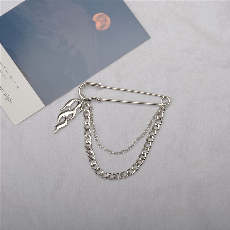 Ghim Cài Áo Hình Dây Xích Kim Loại Phong Cách Harajuku Hip Hop Thời Trang Cho Nam Và Nữ