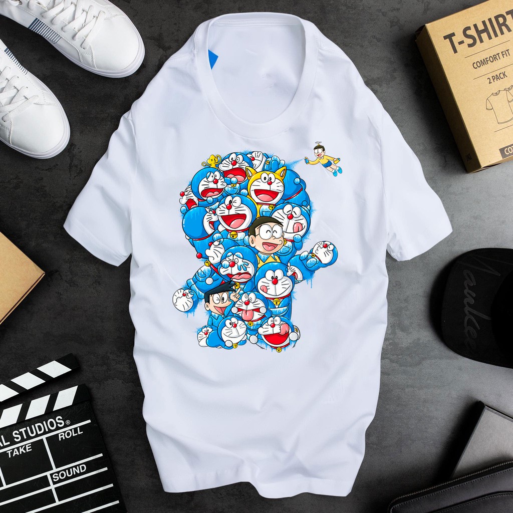 ÁO THUN HOẠT HÌNH DORAEMON CHẤT LIỆU VẢI THUN ĐẸP CÓ SIZE TRẺ EM ĐI NÚI - 061412