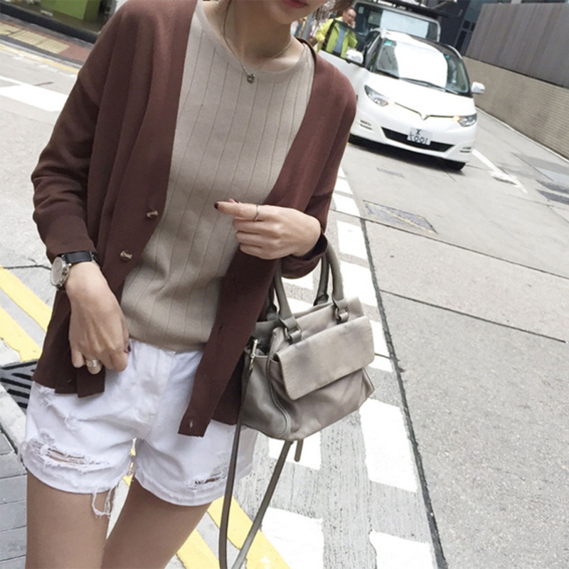 Áo Tank Top Dệt Kim Mỏng Không Tay Cổ Tròn Màu Trơn Đơn Giản Thời Trang Mùa Hè Cho Nữ