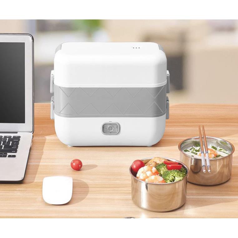 Hộp cơm cắm điện văn phòng 2 tầng 4 bát inox có chức năng giữ nhiệt độ, hâm nóng và tự nấu chín thức ăn đa năng