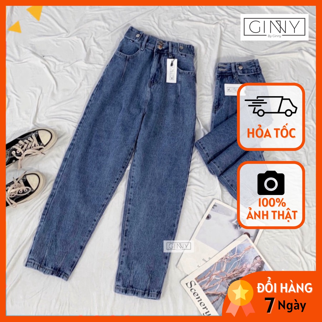 Quần Baggy Nữ Jean Hack Dáng KHA-014 | Vải Jean Wash Xịn | Hàng Đẹp | GinHouse Shop