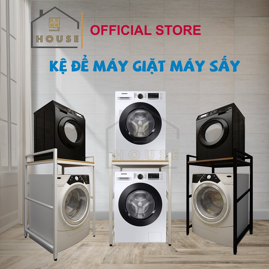 Kệ Máy Sấy Máy Giặt 1 Tầng Cao Cấp Mã Kmg08 Chính Hãng 9House Để Để Máy Sấy Bên Trên Loại Lớn Khung Thép Dày Gỗ Chống Ẩm