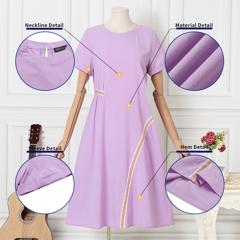 Đầm dài Zanzea tay ngắn cổ tròn thời trang sành điệu cho nữ