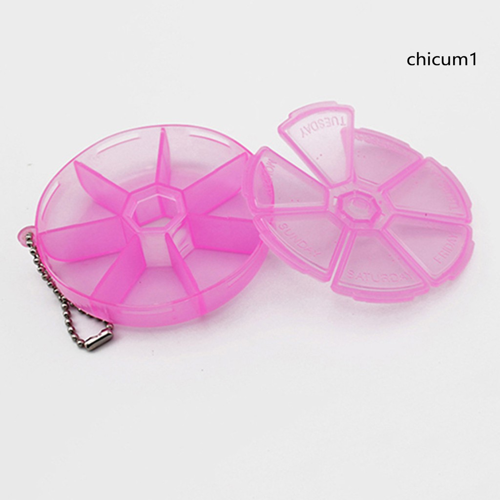 [Hàng mới về] Hộp nhựa tròn 7 ngăn đựng thuốc tiện dụng