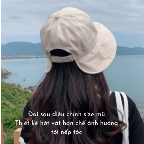 Mũ rộng vành chống nắng loại 1 bẻ vành theo ý, phía sau hớt vát hạn chế ảnh hưởng nếp tóc