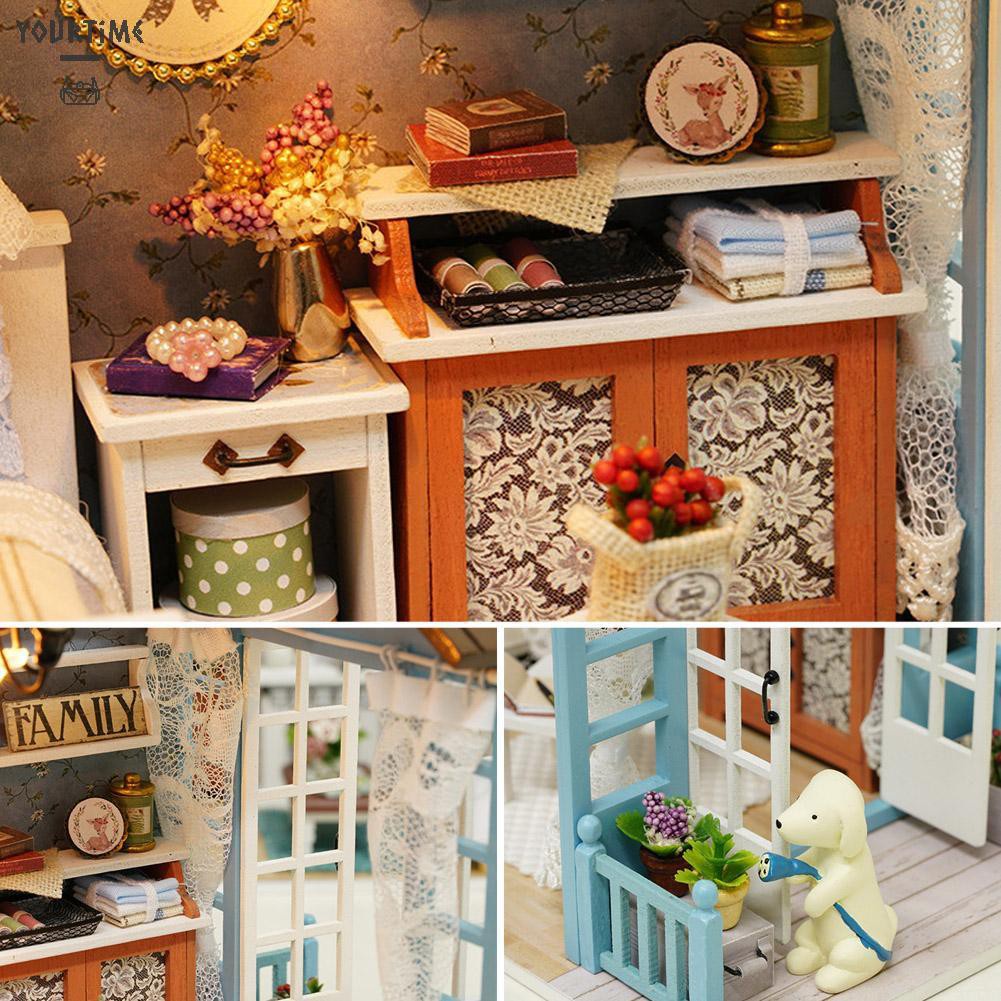 Đồ chơi DIY Mini Dollhouse Wooden Children Toy Handmade Doll House Furniture Kit